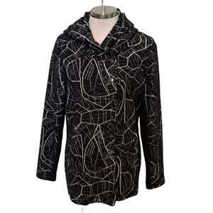 Tonia Debellis black pattern knit jacket sz M